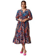 Selvia Western Dress for Women| Printed 3/4 Sleeve Rayon Blend Western Dress for Women | V-Neck A-Line Dress for Women | One Pie