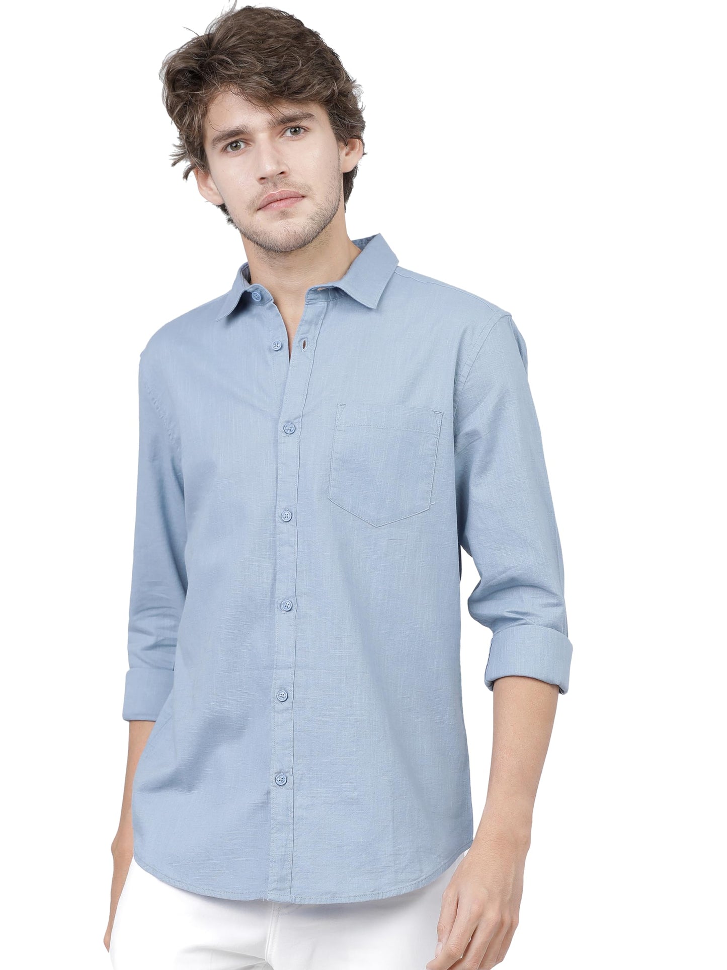 Ketch Mens Dusty Blue Slim Fit Shirt