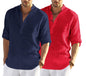 Bellstone MenS Cotton Blend Solid Regular Dress Shirt (Kurta800_Combo_Navy Blue_Red_Xl