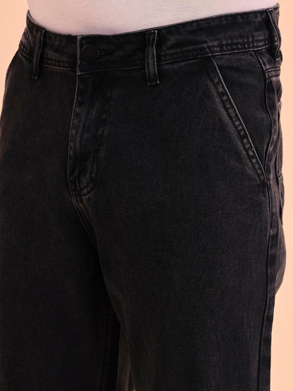Style Quotient Men Relaxed Fit High Rise Cotton Jeans Black