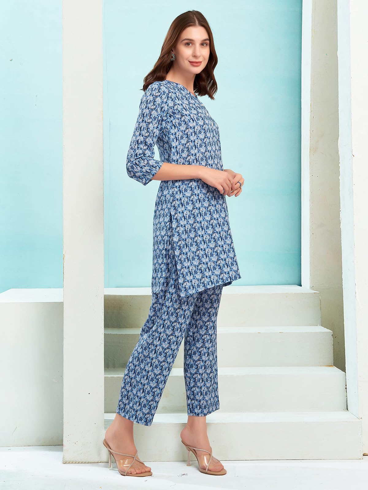 Selvia Co-ords Set for Women|Cotton Blend Top & Trouser Set|Ethnic Co-ords Set for Women|Printed Two Piece Co-ord Set Co-ords Se