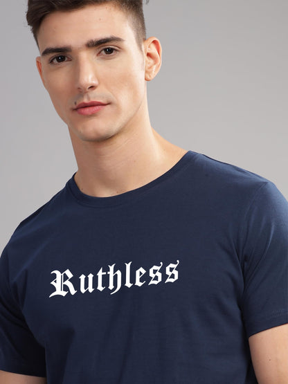 ADRO Mens Printed T Shirt - Premium Cotton Graphic Printed Tshirt - Navy Blue T-Shirt - RN24-RUTH-NB
