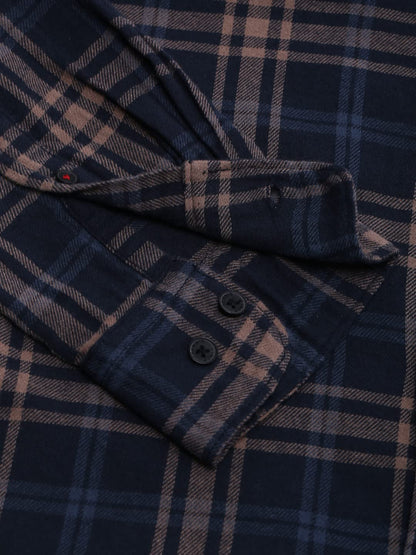 Dennis Lingo MenS Slim Fit Checkered Casual Shirt (Navy Blue)