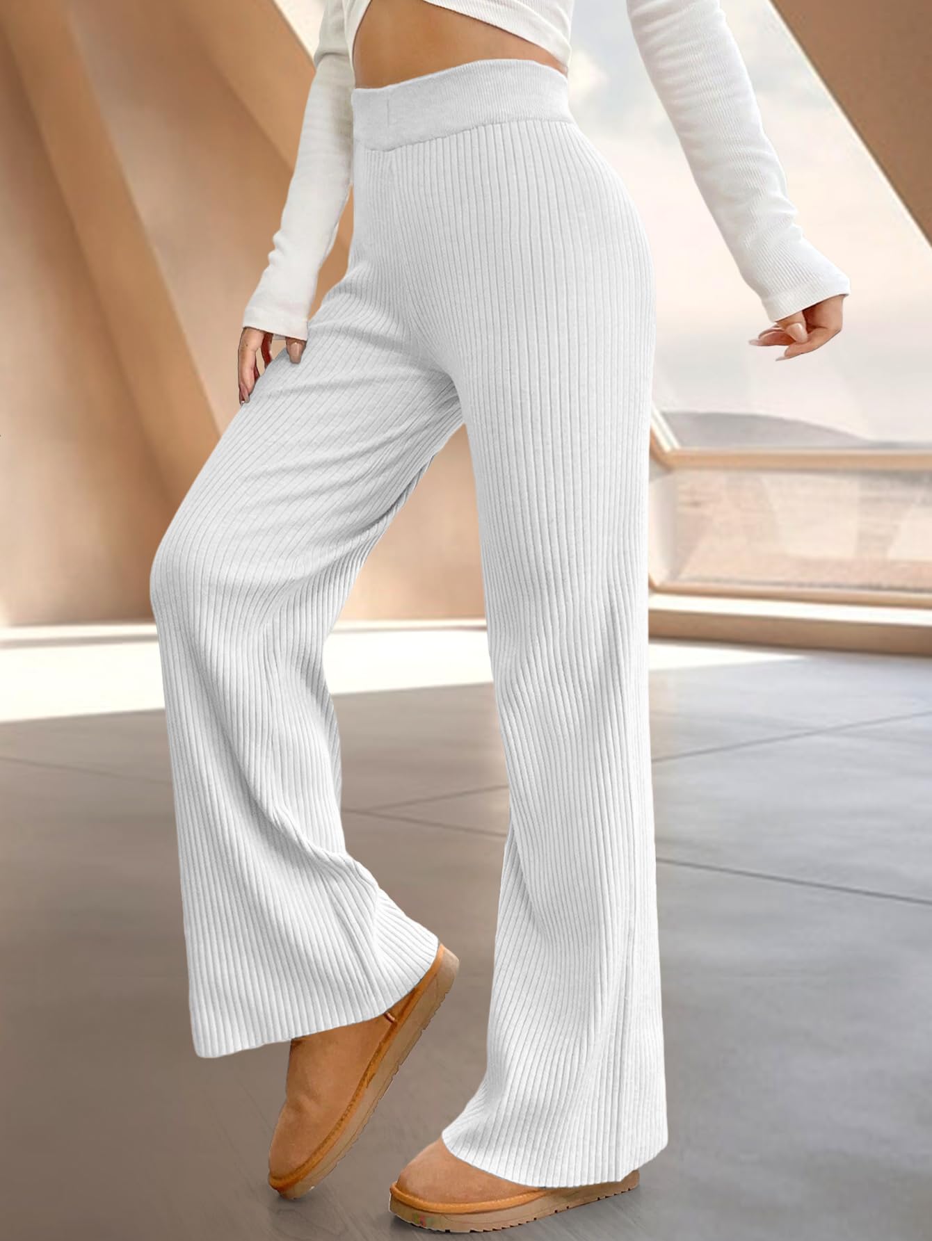 Tee Projekt Regular Fit Trousers for Women| Korean Trousers for Women White-Olive