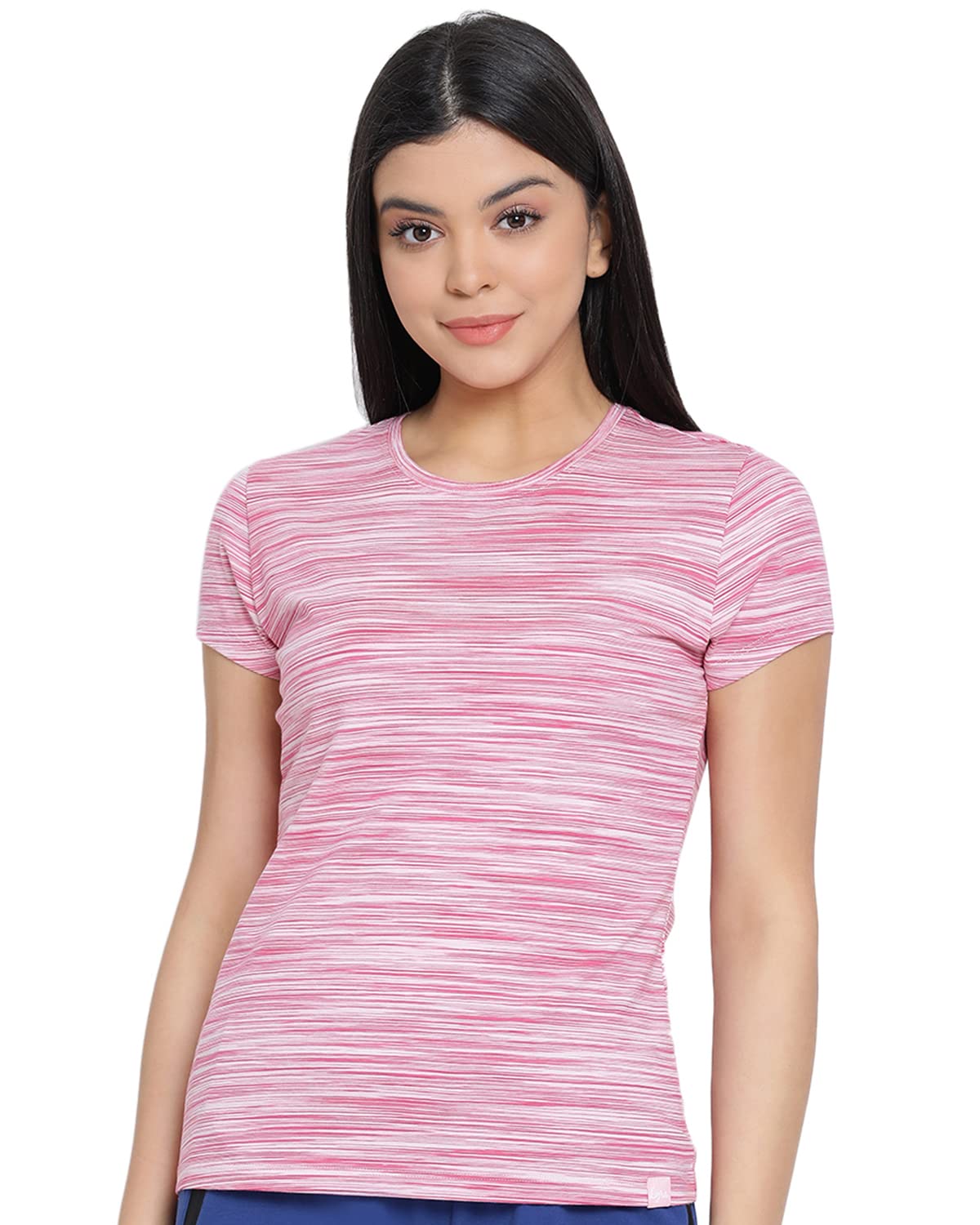 Lyra Pure Cotton Round Neck Space Dyeing T-Shirt For Women