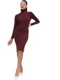Ketch Lycra Womens Fashion Wear Casual Fit Dress Standard Length (Khj6000182_Brown_S)