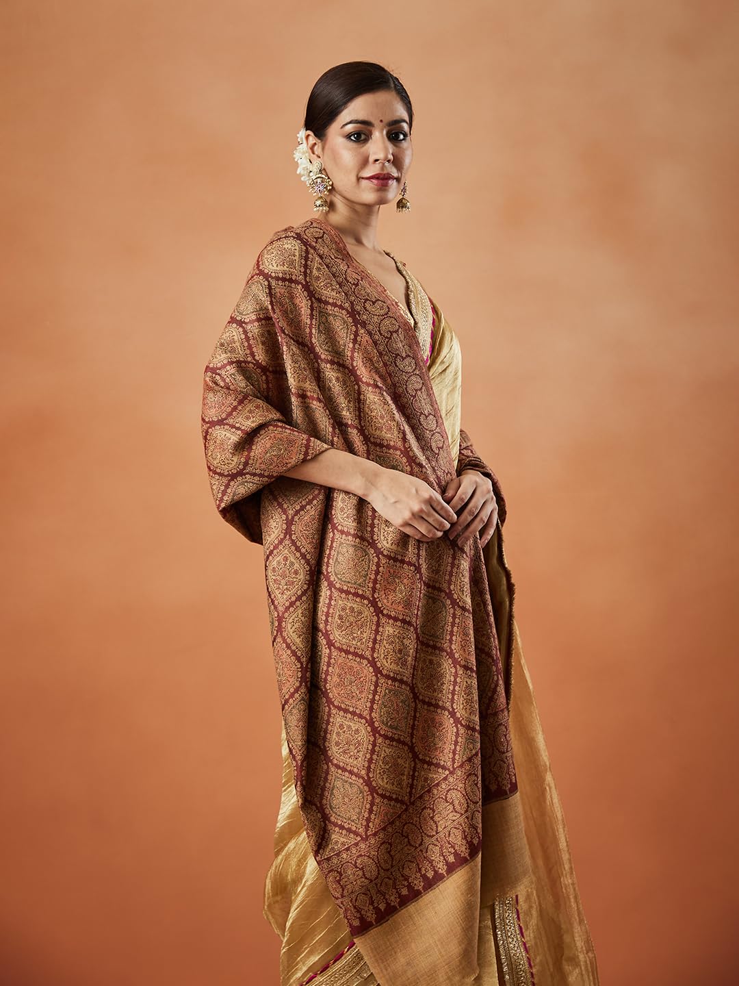 Pashmoda Women Shabnam Kashmiri Jamawar Woven Shawl (Size: 101X203 CM)