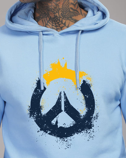 ADRO Mens Cotton Neck Hooded Sweatshirt (H24-M-PC-SK_Sky Blue