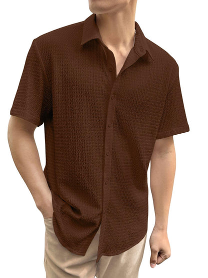 Greciilooks For Casual Stylish Polycotton Regular Formal Shirt Coffee