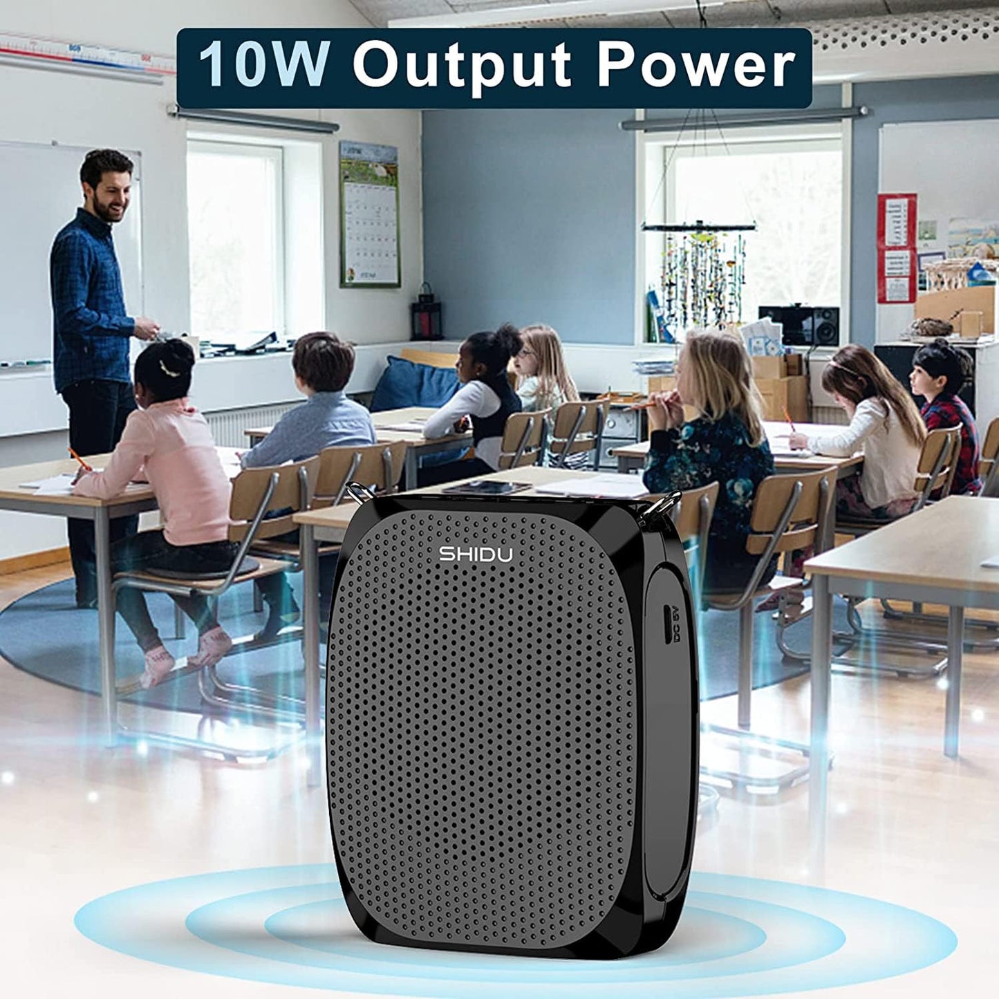 Portable Voice Amplifier SHIDU Personal Microphone Headset for Speaking Rechargeable Mini Pa System for Teachers Tour Guides Coa