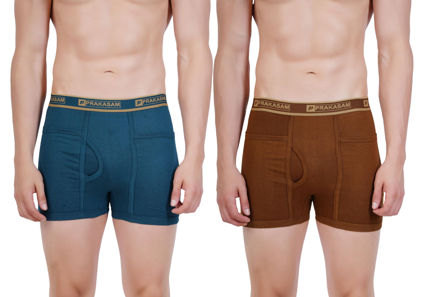 PRAKASAM COTTON -Marlow Mens 100% Pure Combed Cotton Outer Elastic Pocket Trunks (Pack of 6) Multi Colour