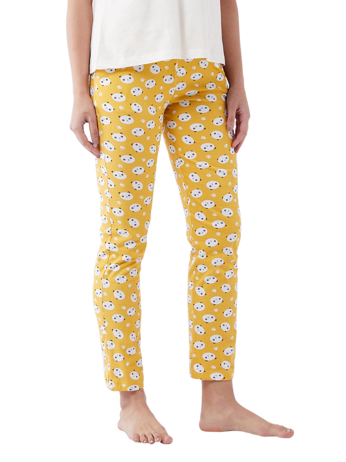 Miss Chase WomenS Mustard Yellow Printed Regular Length Pajama (Mcaw20Nw04-16-183-07, Mustard Yellow, Xxl)