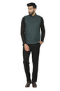 WINTAGE Mens Tweed Wool Festive and Casual Nehru Jacket Vest Waistcoat : Green