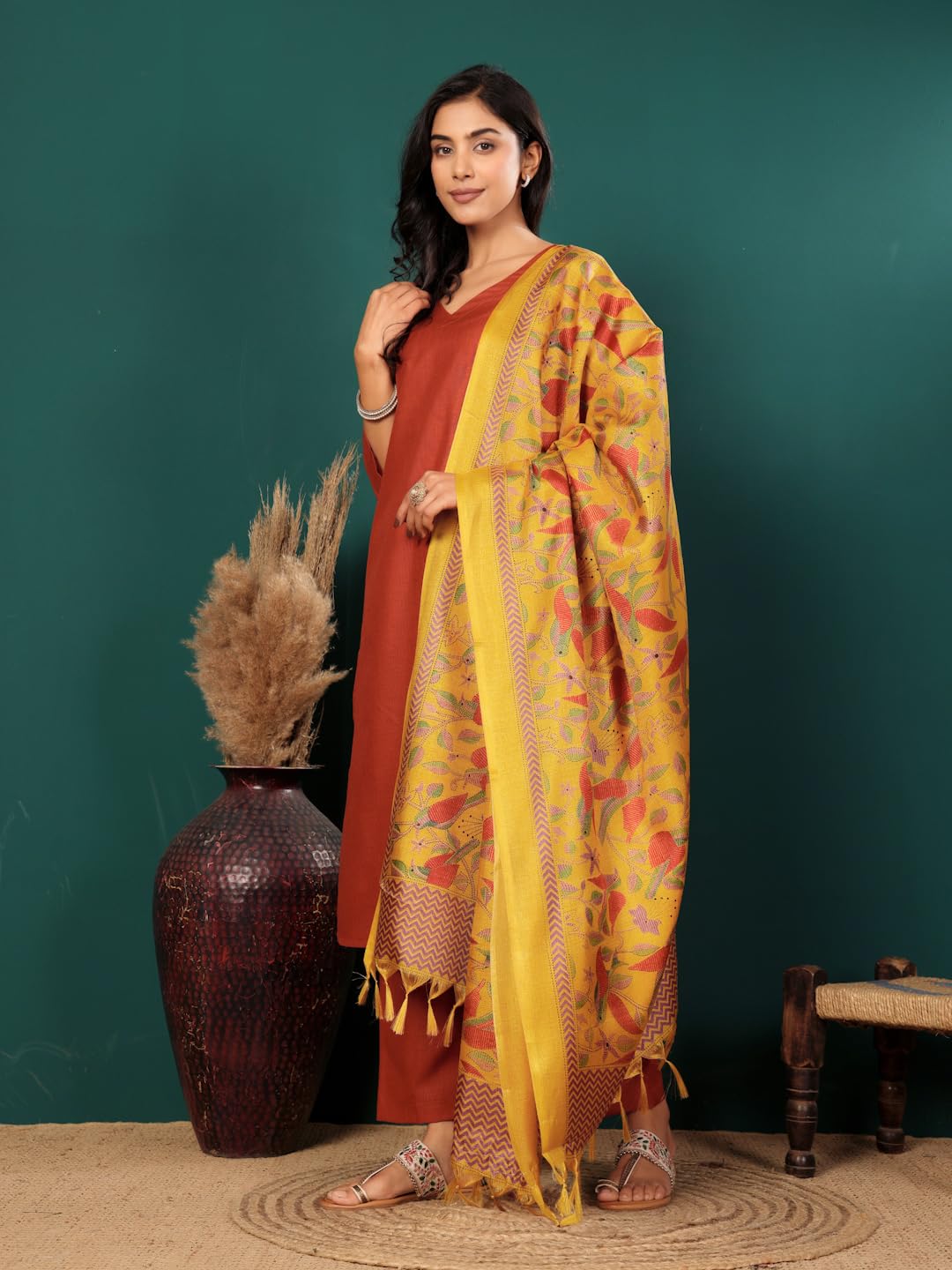 Varanga WomenS Cotton Straight Salwar Suit Set  Comfortable, Elegant, And Stylish Traditional Wear For Every Occasion (Vardup22