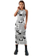 Toochki Dress for Women | One Piece | Midi Bodycon | Newspaper Printed Body con