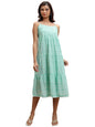 Ketch Cotton Blend Women Regular Fit Green Dress Mid-Calf Length Kha1000079