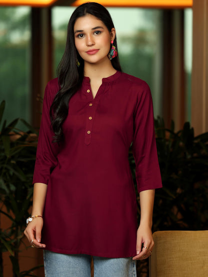 Libas Womens Viscose Rayon Straight Kurtis (29289I_Maroon