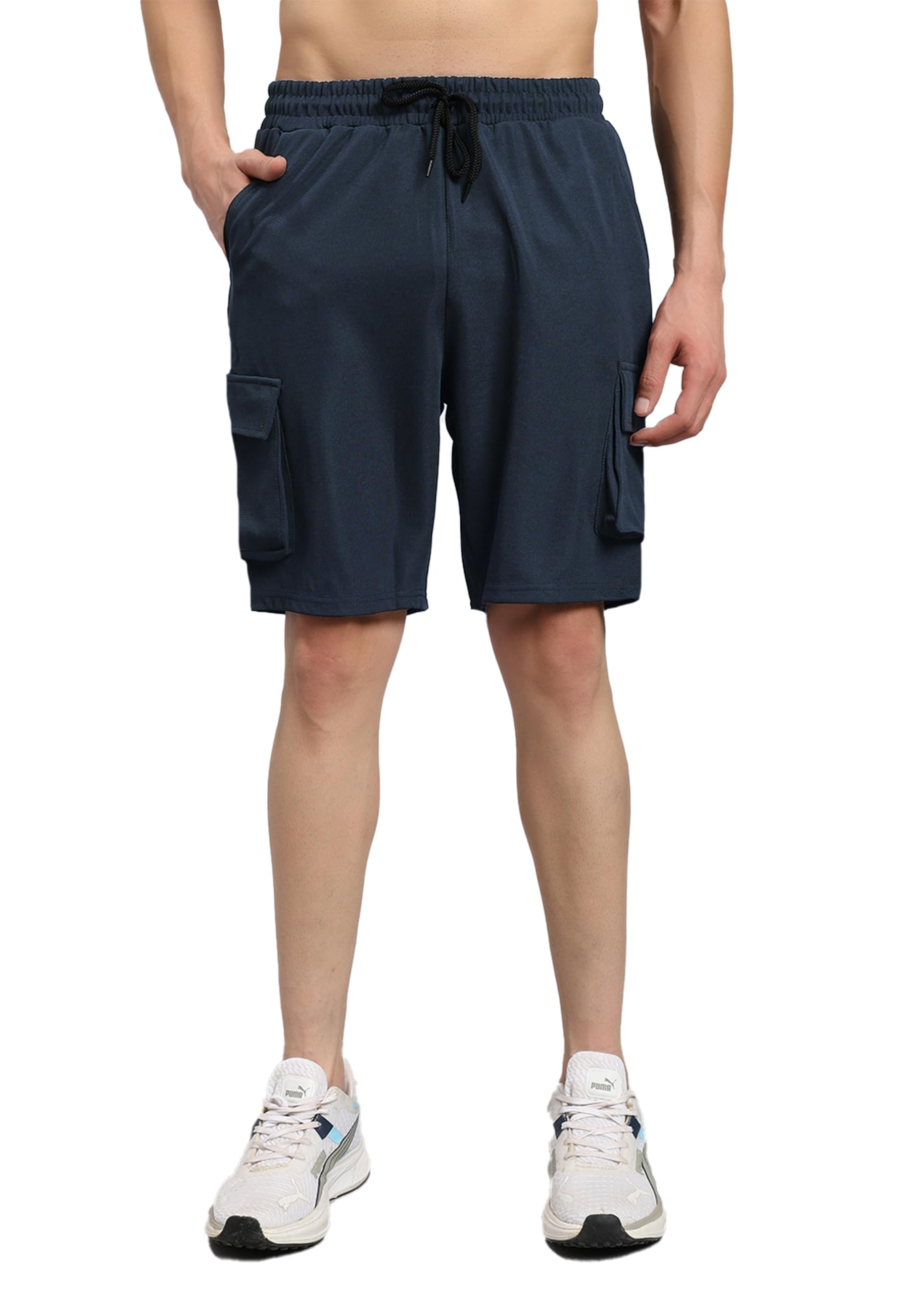 Peppyzone Mens Trendy Cargo Shorts with Pockets | Stretchable Athletic Sports Casual Gym & Beach Short for Man with Elastic Wais
