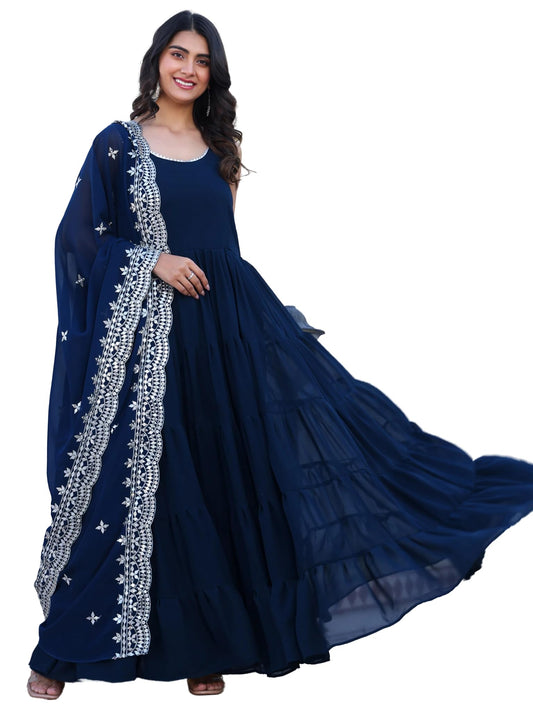 Fashion Basket Georgette Anarkali Dress For Women Wine