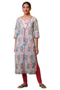 Aurelia Women Floral Print Cotton Straight Kurta_24FEA15152_S Blue
