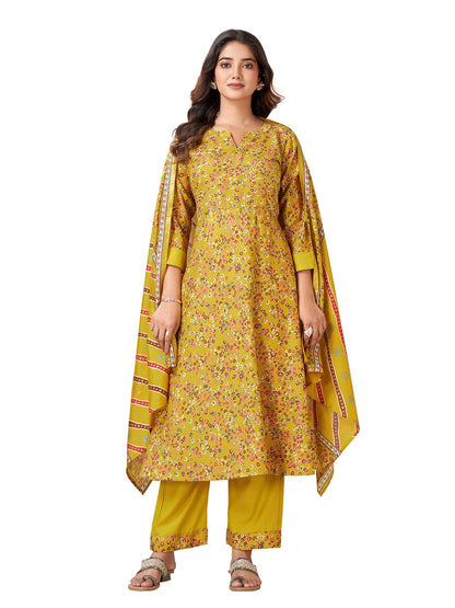 Pratham Blue WomenS Viscose Rayon Printed Anarkali Kurta With Palazzos And Dupatta |Kurta Set For Women |Women Kurta |Women Pri