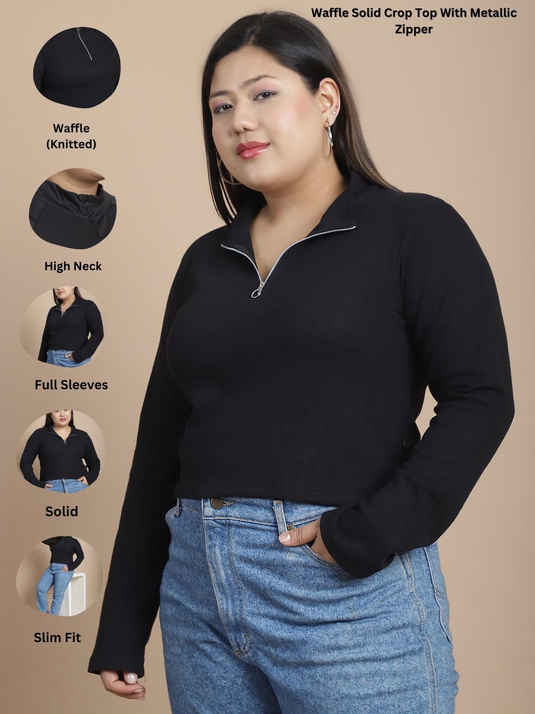 Rigo Womens Solid Slim Fit Top (WTOP355-1394PLS_Black
