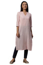 Aurelia Women Striped Cotton Blend Straight Kurta_24Fea15006_M Pink