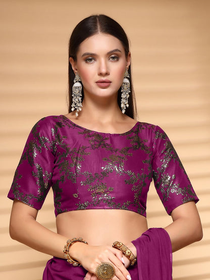 OOMPH! Readymade Blouse for Women, Brocade, Boat Neck, rbbl519