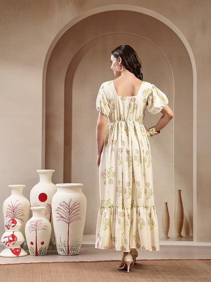Stylum Womens Floral Printed Rayon Tiered Dress Green