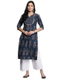 Libas WomenS Cotton Printed Straight Kurta (26190_Blue