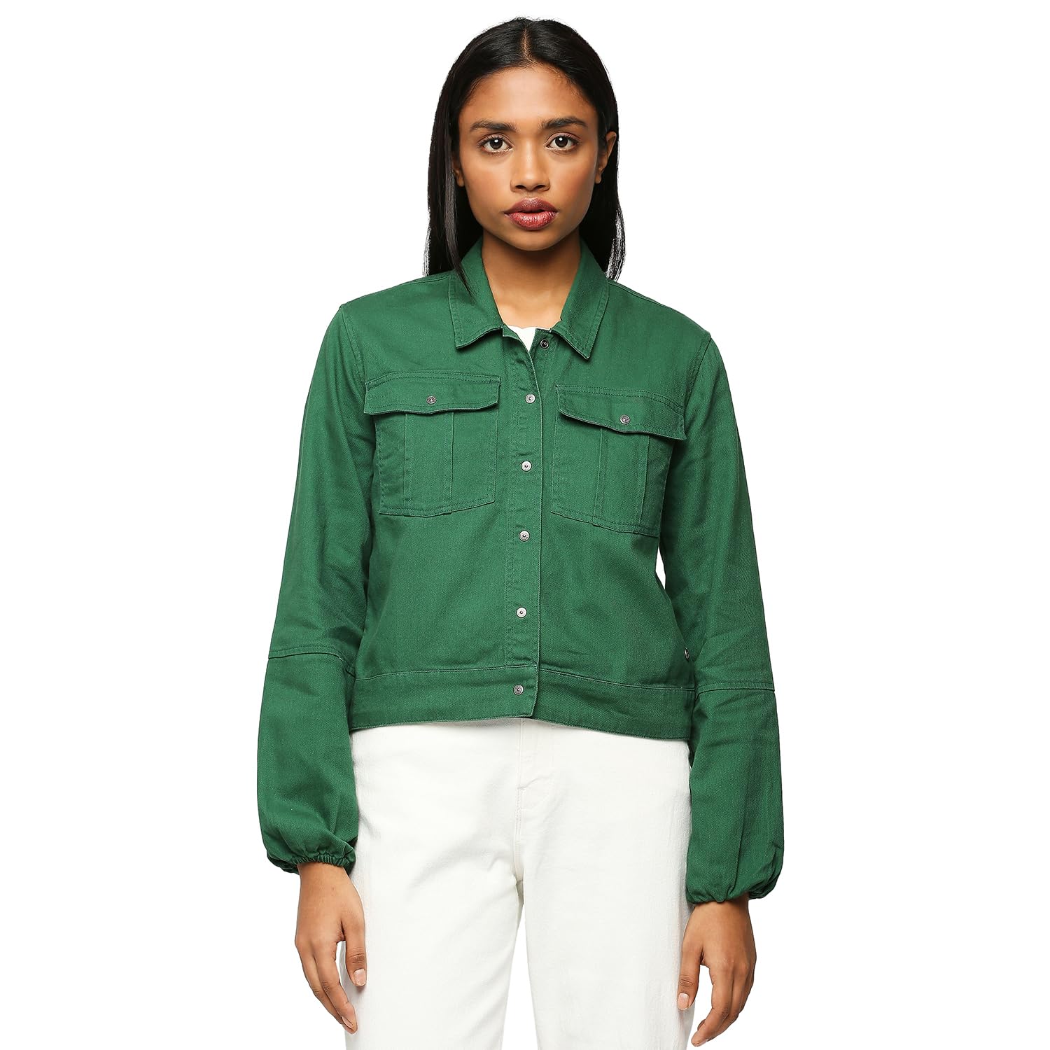 Pepe Jeans WomenS Solid Regular Fit Shirt (Pl304796_Green
