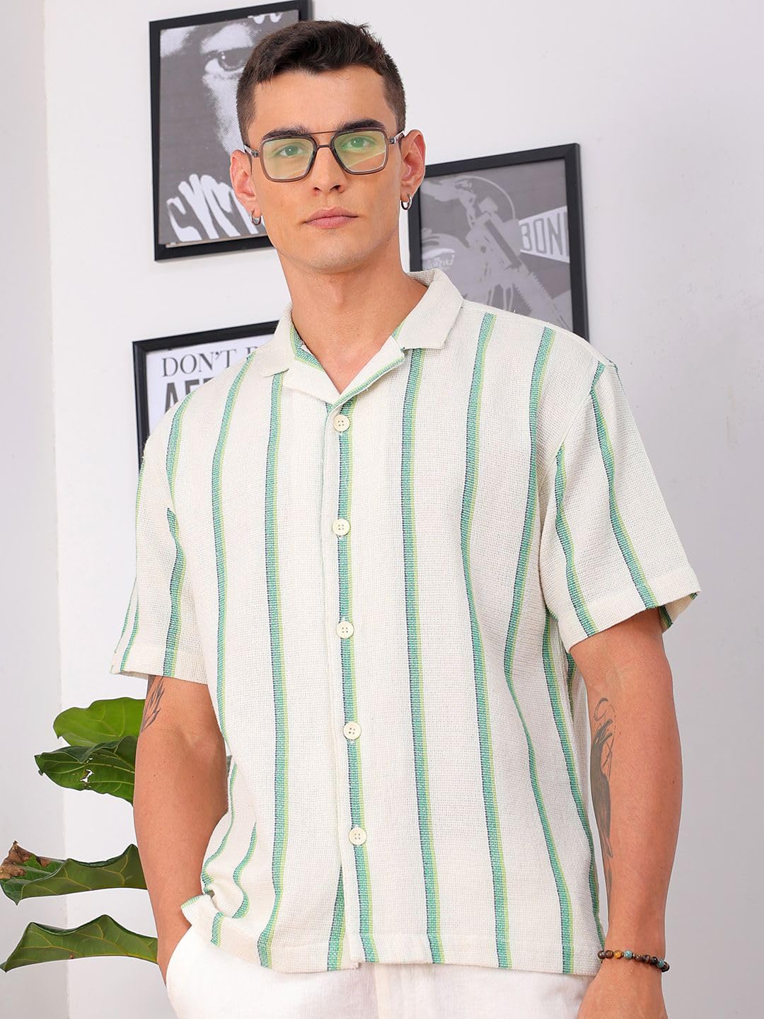 The Indian Garage Co Mens Relaxed Fit Shirt (0923-SHMKRS-03-01_Cream