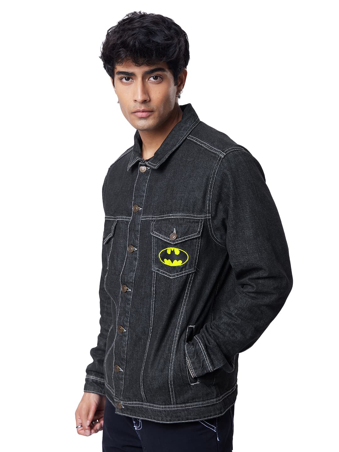 The Souled Store Official Batman: Waynes Bat Cotton Printed Denim Jackets for Men