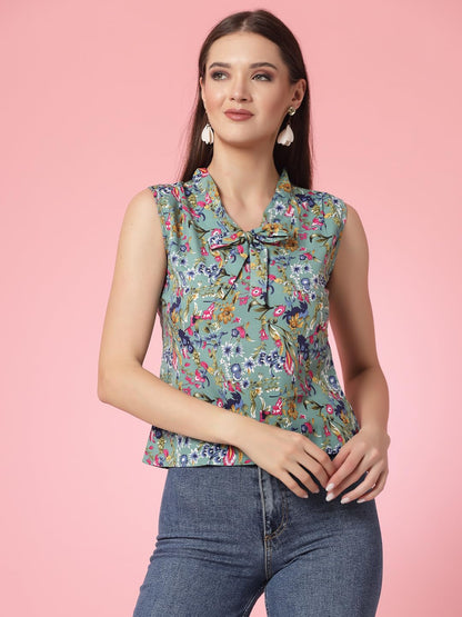 OOMPH! Sleeveless Tops for Women, Blue - mt741