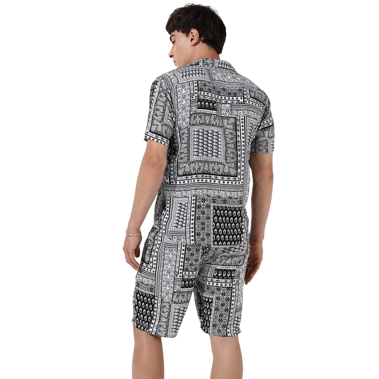 Campus Sutra Men'S Multicolour Bohemian Print Co-Ord Set For Casual Wear | Cotton Rayon Fabric | Clothing Set Crafted With Comfo