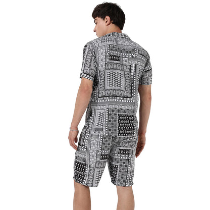 Campus Sutra Men'S Multicolour Bohemian Print Co-Ord Set For Casual Wear | Cotton Rayon Fabric | Clothing Set Crafted With Comfo