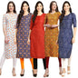 Pinkmint Crepe Digital Printed Kurti For Womens Straight Kurti For Women (Pack Of 5)