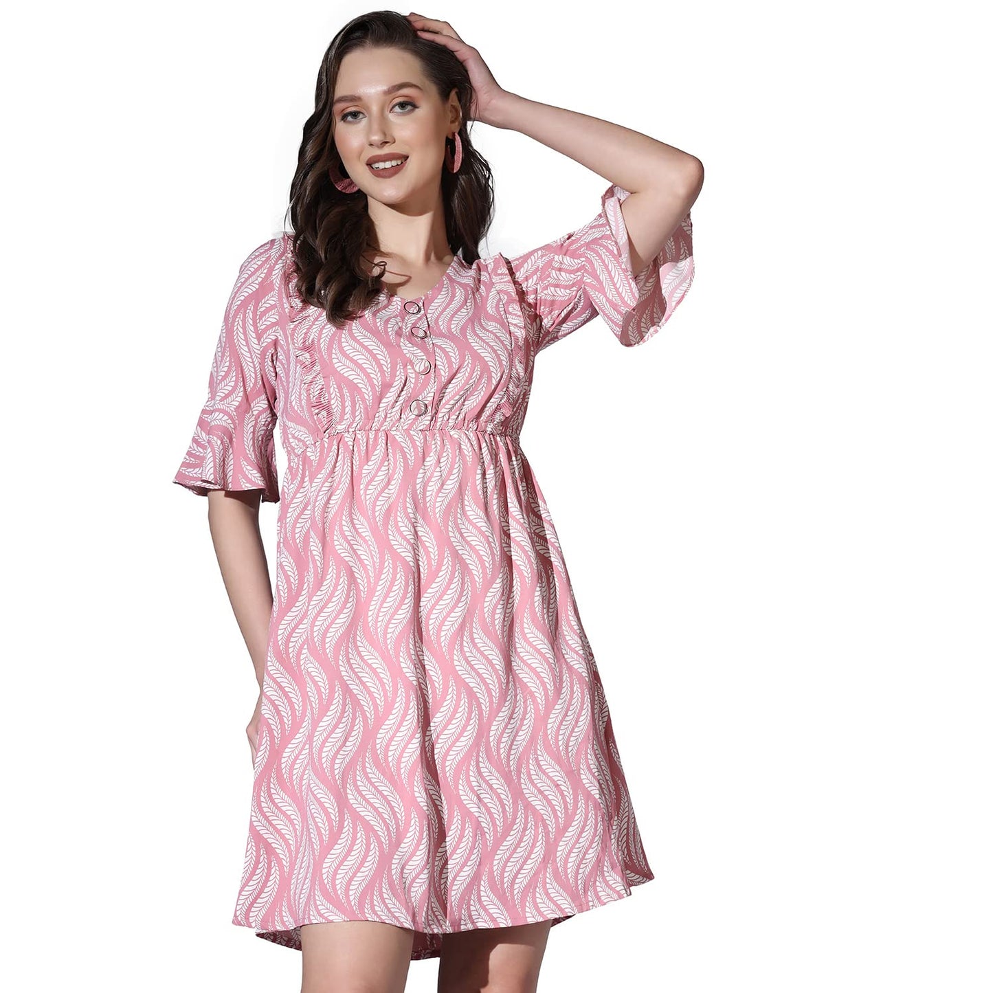 Greciilooks Western Dresses For Women| Crape Western Dress| Flared Dress For Girls| Half Sleeve Western Dress For Women| Dress P