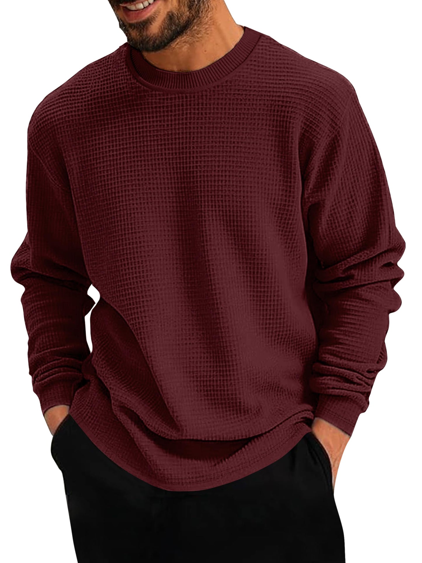 Noble Monk MenS Round Neck T Shirt |Full Sleeves |Solid Pattern | Casual T-Shirt For Men Wine Red