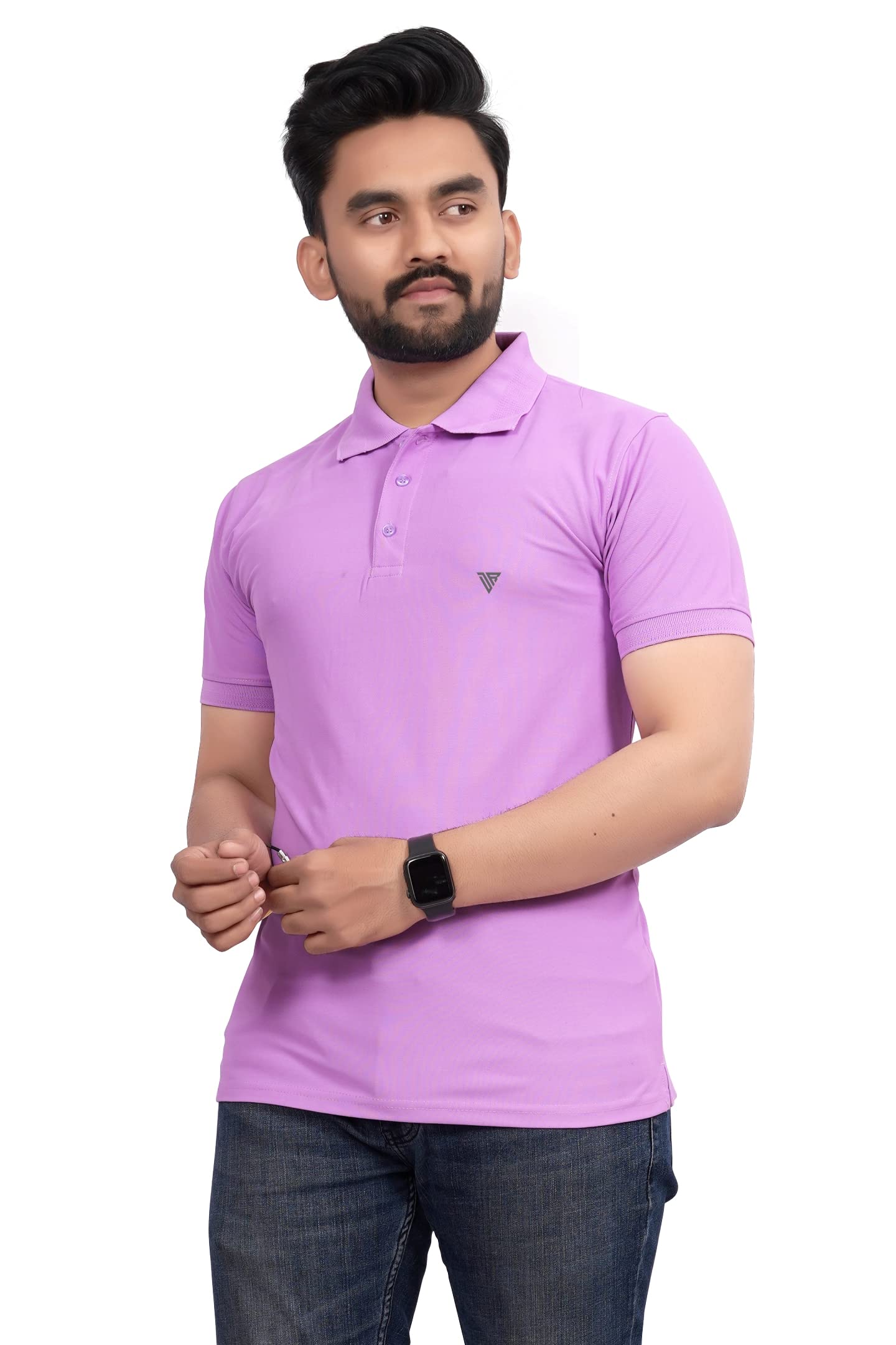 More & More MenS Solid Regular Fit Polo