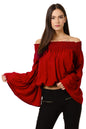 OOMPH! Off Shoulder Tops for Women, Red - mt225