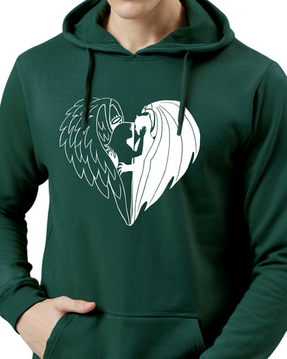ADRO Men's Cotton Neck Hooded Sweatshirt (H24-DEVI-GRN_Green