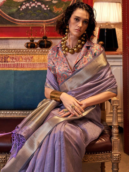 Madhuhansh Womens Soft Linen Saree With Unstitched Multicolor Paisley Blouse Piece Saree With Satin Border Comfortable Skin Frie