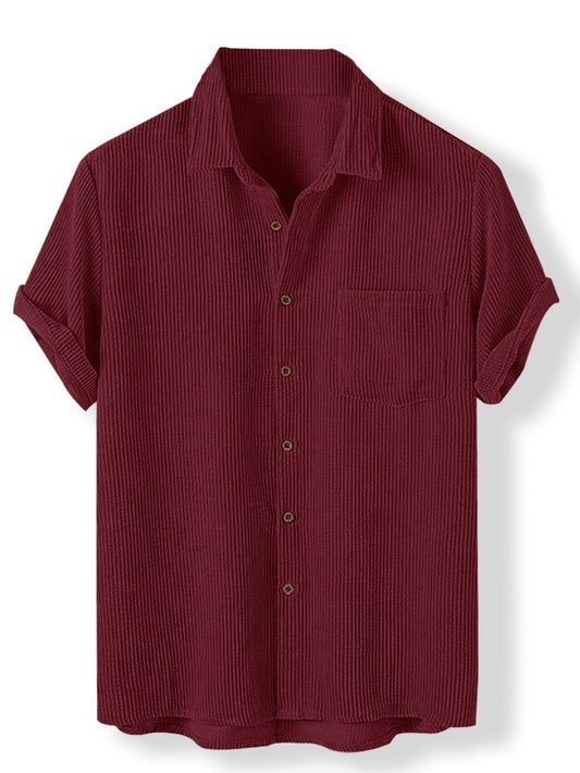 Nobel Monk MenS Solid Casual Shirt |Half Sleeve | Regular Fit |Stylish Shirt For Men Wine Red