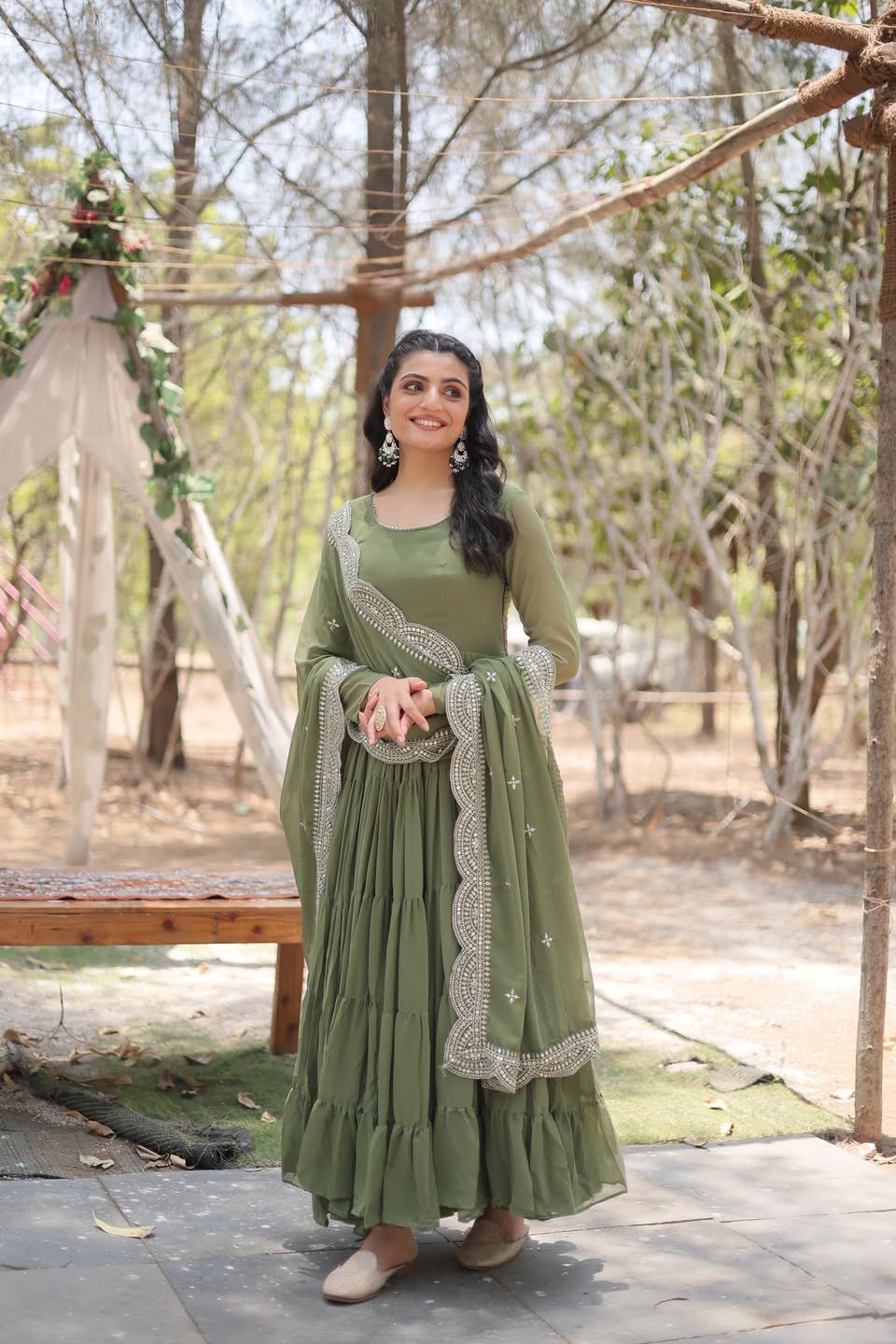 Fashion Basket Georgette Solid Anarkali Kurta Set For Women Lavender