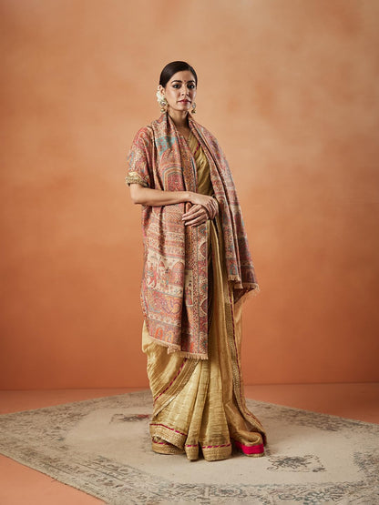 Pashmoda Women Surmai Kaani Wool Blend Kashmiri Shawl (Size: 101X203 CM)