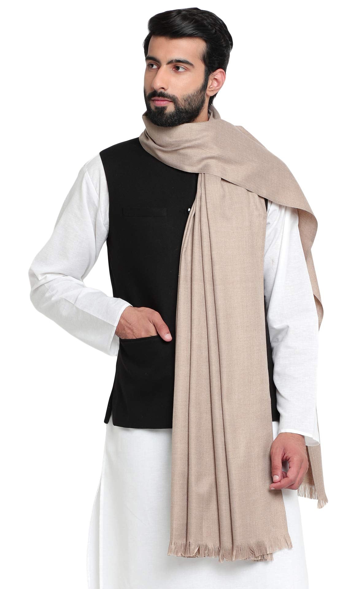 Weavers Villa Mens Plain Woollen Dhariwal Lohi/Shawl, 125cm x 250cm