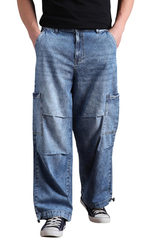 Hubberholme Men Cotton Washed Baggy Mid-Rise Jeans 10