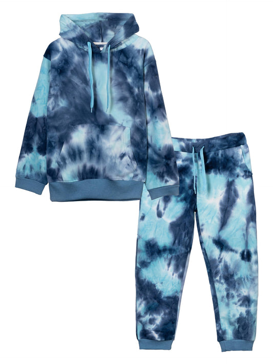 Kyda Kids Girls 100% Cotton Printed Full Sleeve Sweatshirts And Joggers Set - Tie & Dye Clothing Set (Pack Of 1)