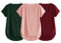 Fabricorn Combo Of Three Plain Maroon, Bottle Green And Dusty Rose V-Neck Up And Down Cotton Tshirt For Women (Maroon, Bottle Gr